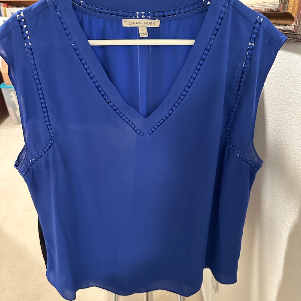Blue Blouse with dotted neckline